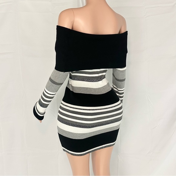 Off-Shoulder Striped Bodycon Dress - Picture 4 of 4